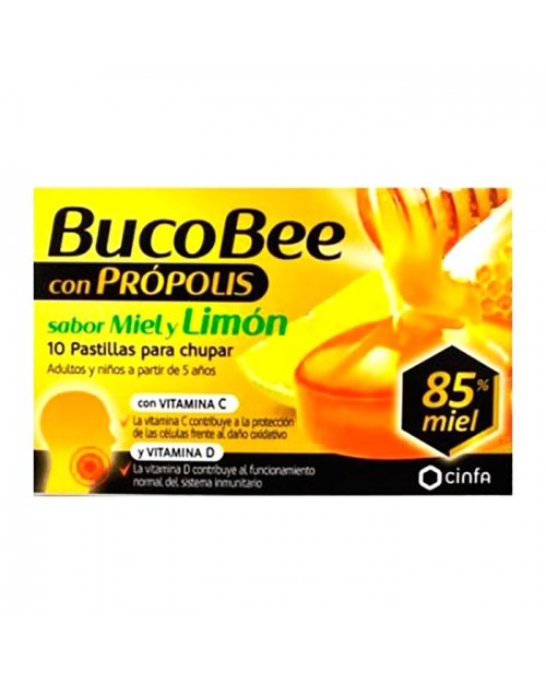 BucoBee con própolis/miel/limón 10 pastillas